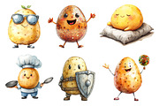 Funny Potato Watercolor Clipart, an Illustration by Dream Creation (Thumbnail 4 of 6)