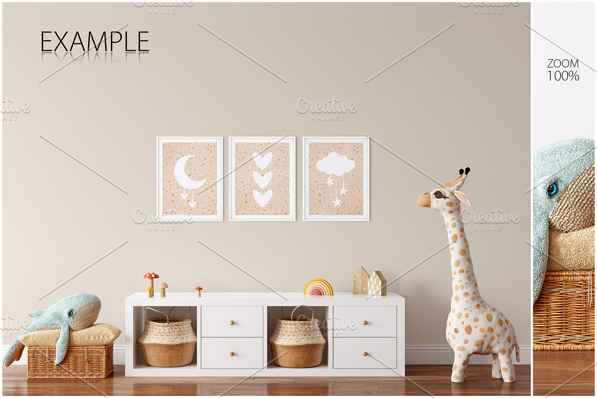 Kids Frames & Wall Mockup Bundle - 6, a Print Template by Yuri-U (Photo 9 of 28)