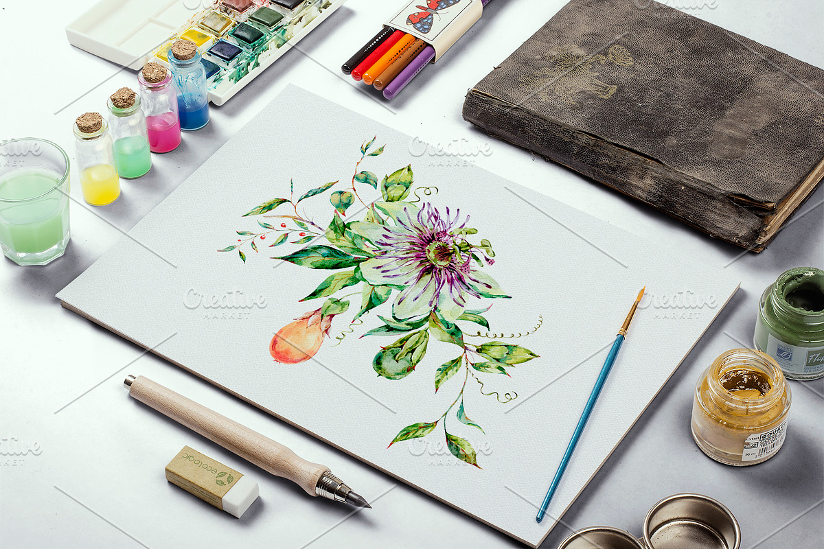 Watercolor white summer, an Illustration by Belusuab (Photo 6 of 8)