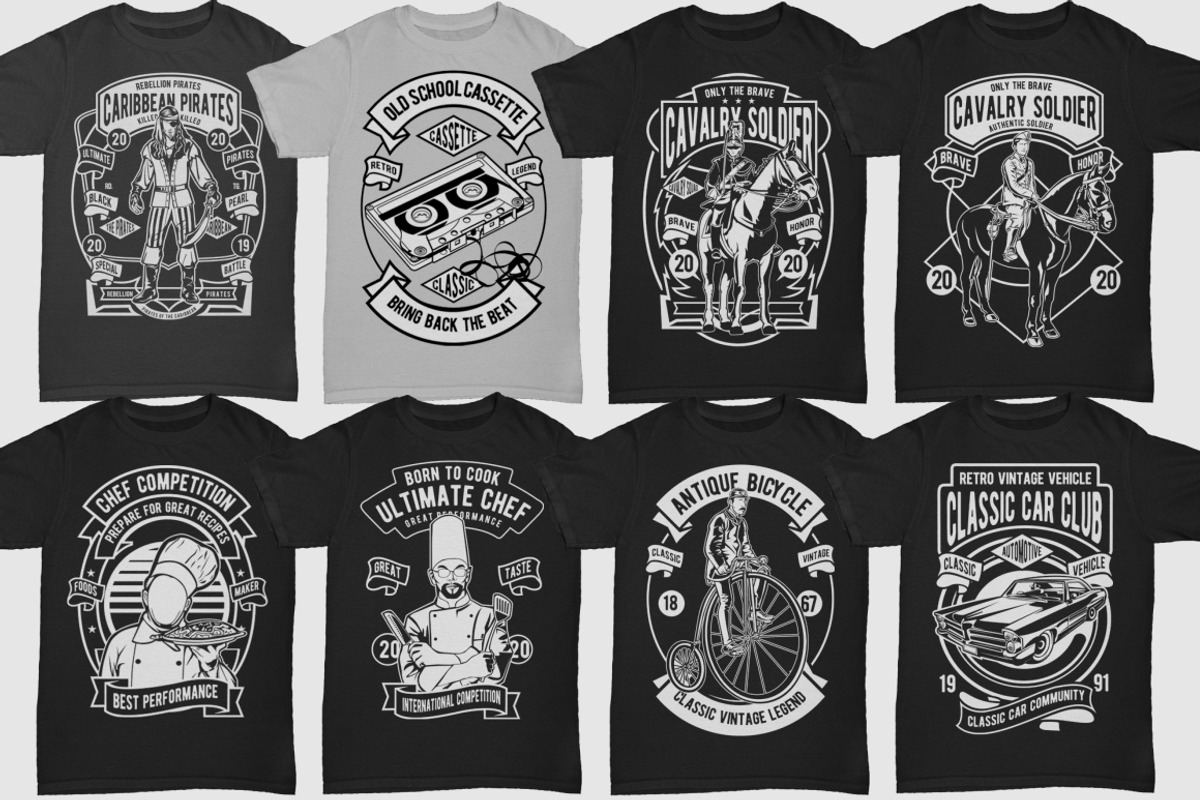 250 Retro Tshirt Designs Bundle #4, an Illustration by roach_graphic (Photo 8 of 34)
