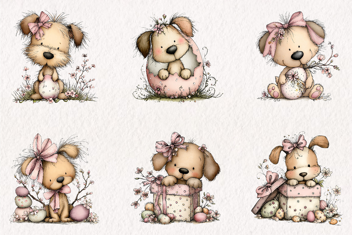 Whimsical Easter Dogs Clipart, an Illustration by CreationArt (Photo 7 of 7)