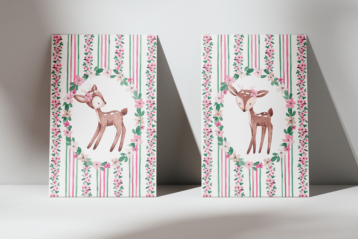 Cute Deers Card and Pattern, a Pattern Graphic by SirenaArt (Photo 11 of 13)