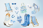Coastal Cowgirl Watercolor Clipart, a Decorative Illustration by Honey Island Studio (Thumbnail 3 of 3)