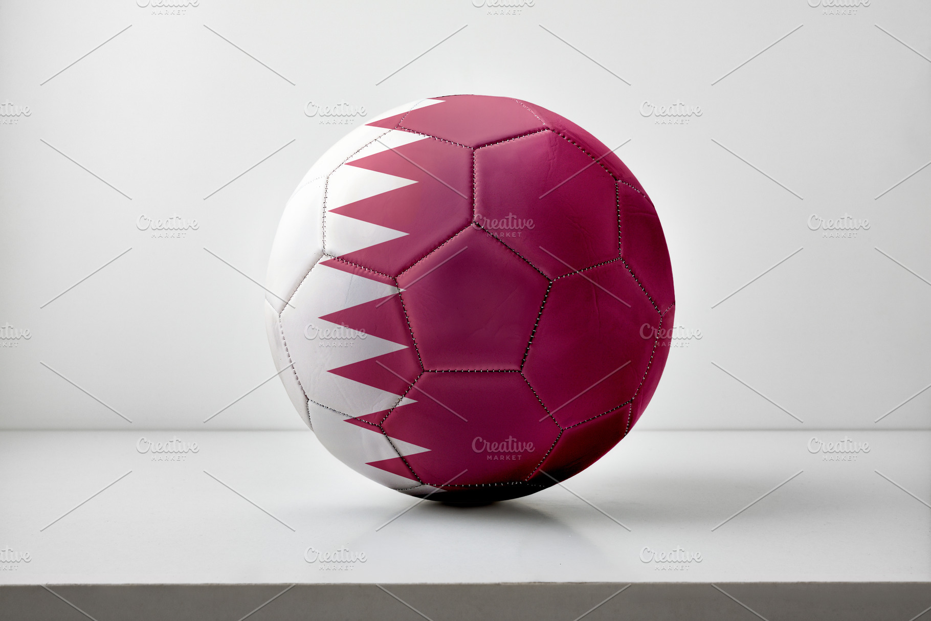 Qatar Flag Soccer Ball Minimal Studio, a Sports & Recreation Photo by Davizro's Market