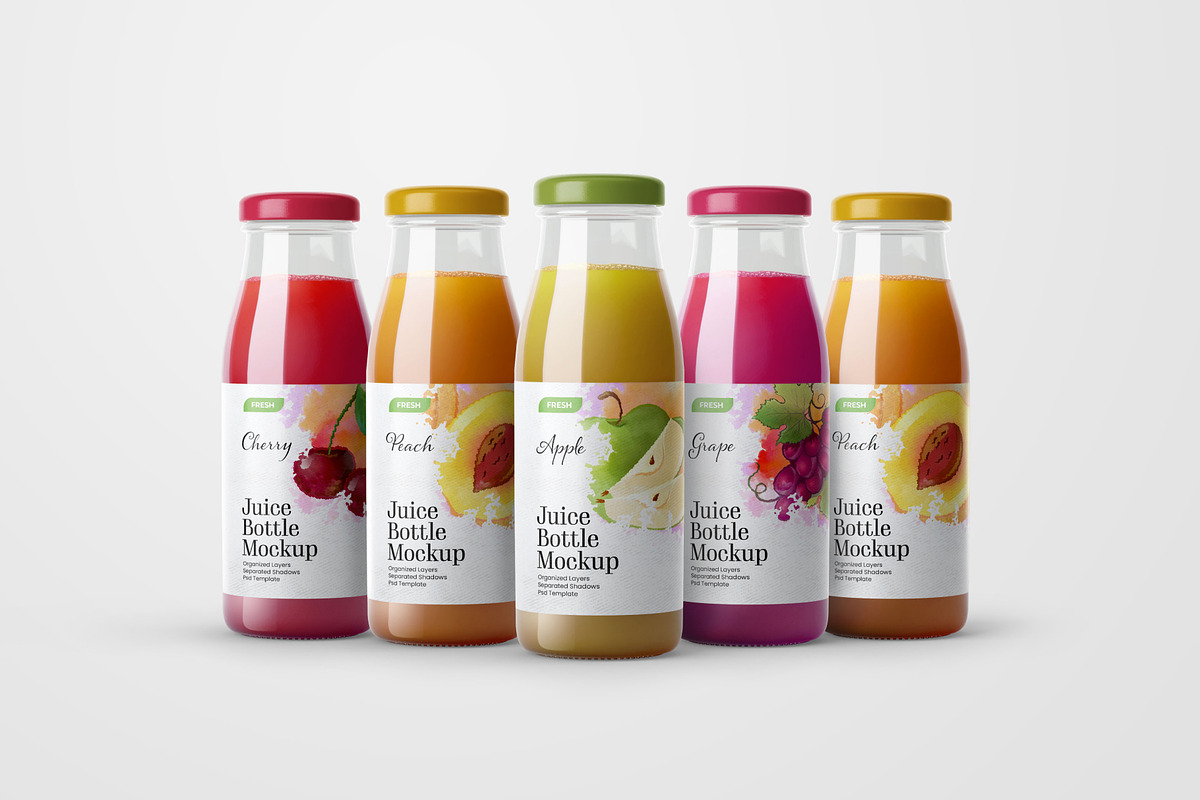 Juice Bottle Mockup Set, a Cups & Container Mockup by Deeplab (Photo 12 of 14)