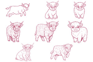 Adorable Baby Highland Cow Vector, an Animal Illustration by MkStudio