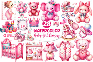 Pink Baby Girl Nursery Clipart, an Icon by Dream Creation