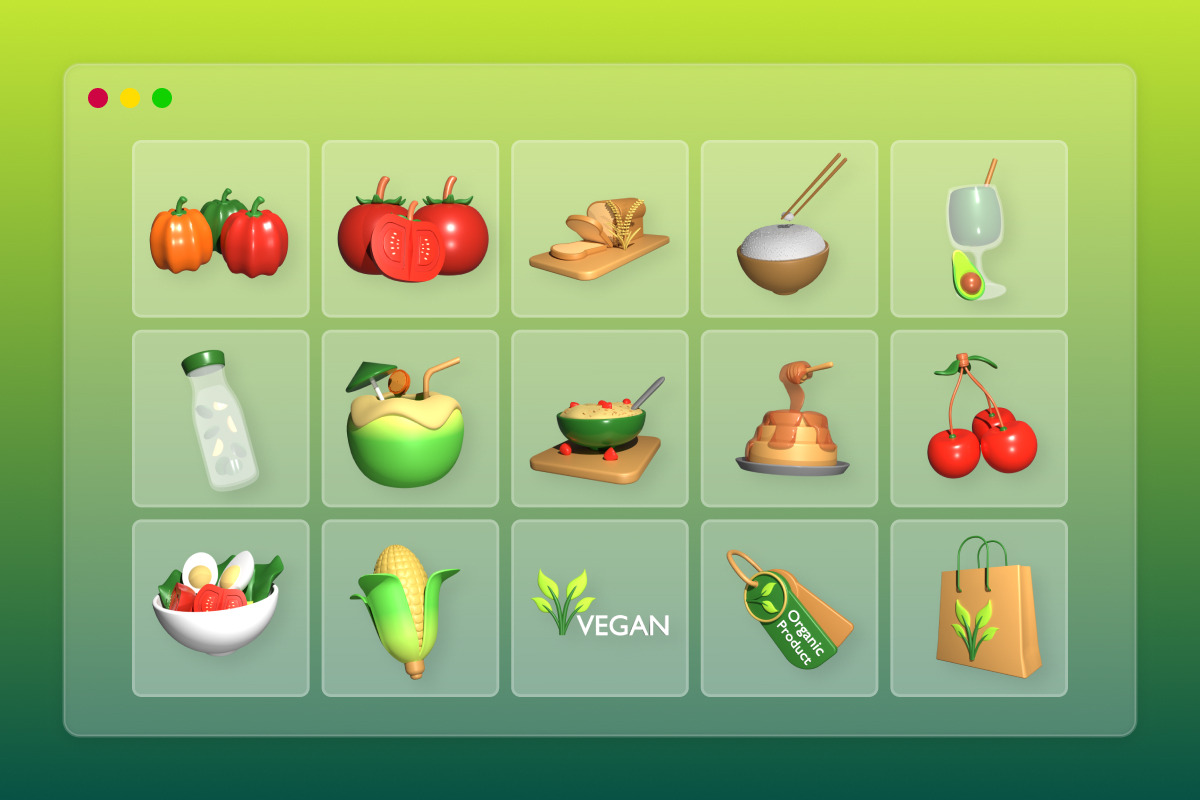 Healthy & Organic Food 3D Icon Pack, a Food Illustration by twinstd (Photo 6 of 6)