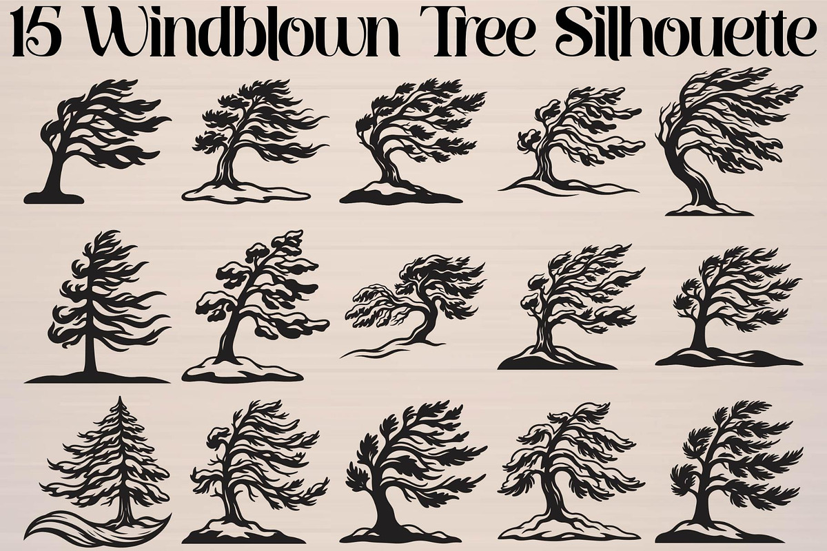 Windblown Tree Silhouette, an Object Graphic by Gfx_Store (Photo 1 of 16)