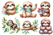 Sloth watercolor clipart, an Illustration by Designworld (Thumbnail 4 of 6)