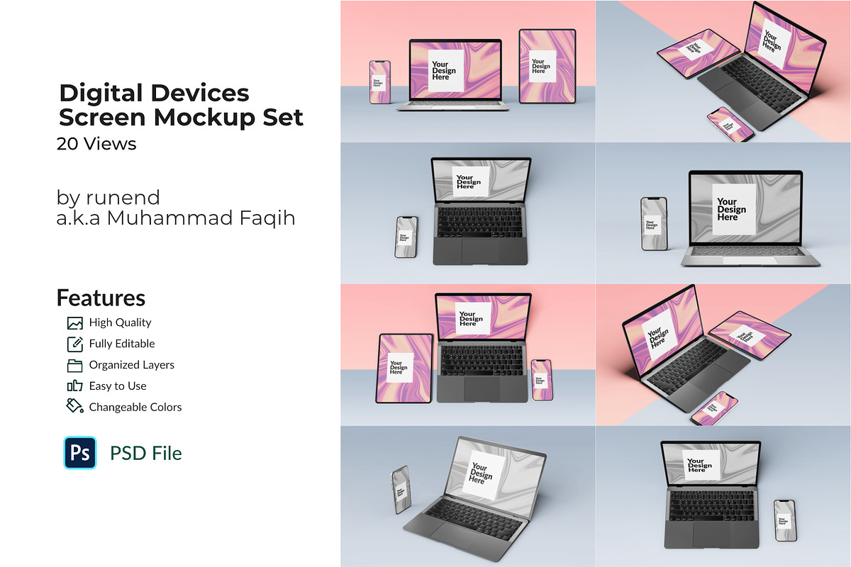 Digital Devices Screen Mockup Set, a Device Mockup by Runend (Photo 1 of 20)
