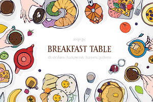 Breakfast table backgrounds, a Food Illustration by Good Studio