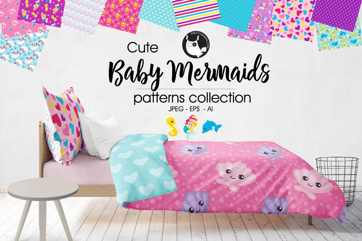 BABY MERMAIDS Pattern collection, a Pattern Graphic by PrettyPatterns (Photo 1 of 5)