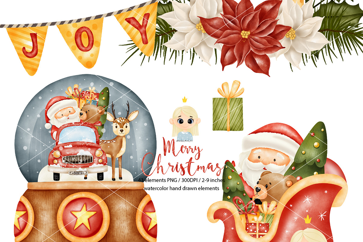 Christmas Watercolor Clipart, a Decorative Illustration by Natalya_Mona_Art (Photo 3 of 7)