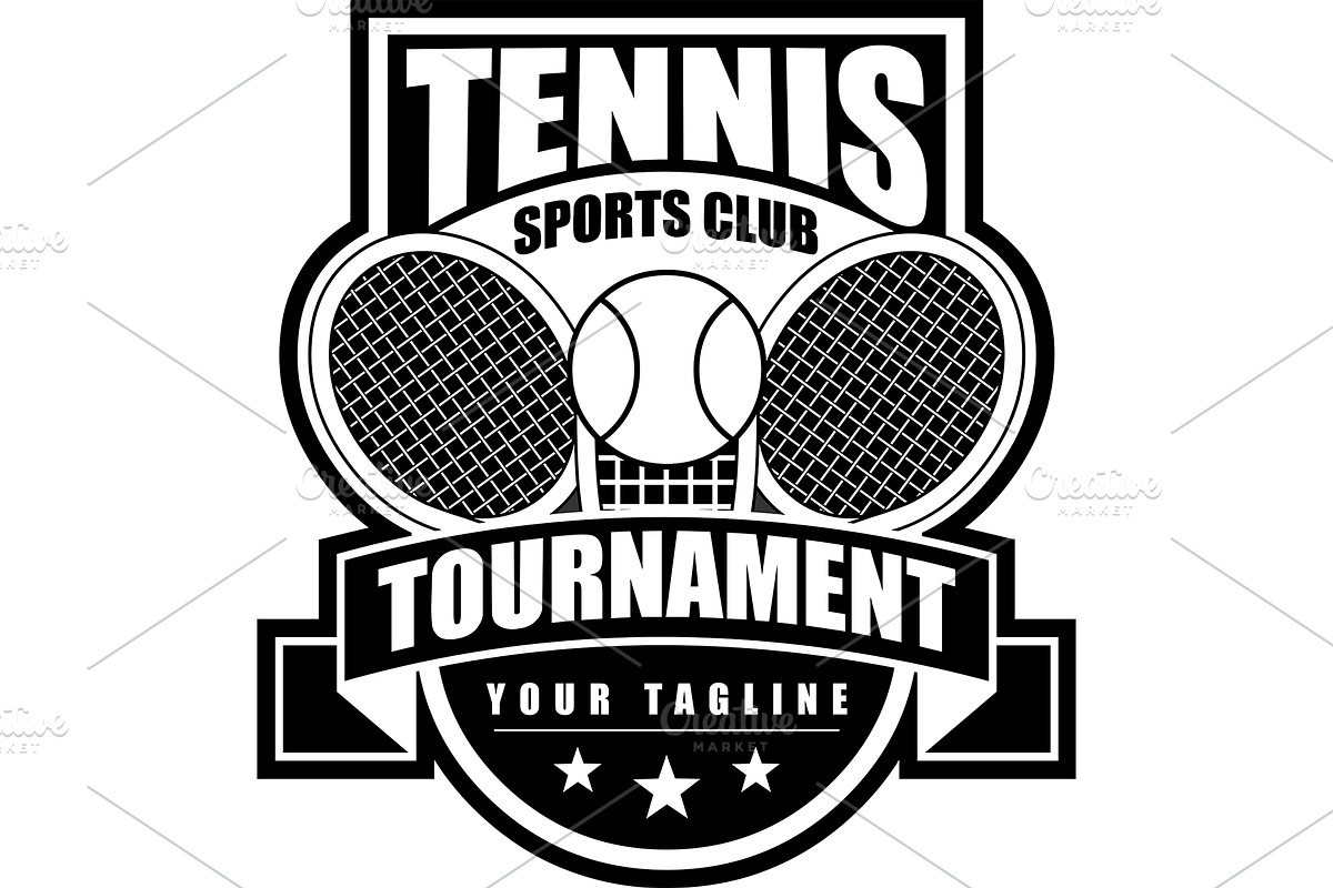 Black And White Tennis Sports Club, an Illustration by HitToon