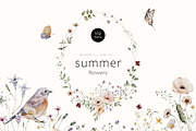 Summer Flowers Watercolor Set, a Decorative Illustration by Watercolor_Ma (Thumbnail 1 of 7)