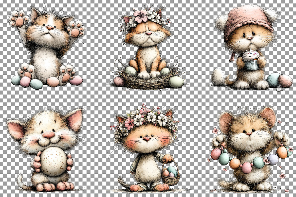 Whimsical Easter Cat Clipart, an Illustration by Sublimation Artist (Photo 3 of 7)