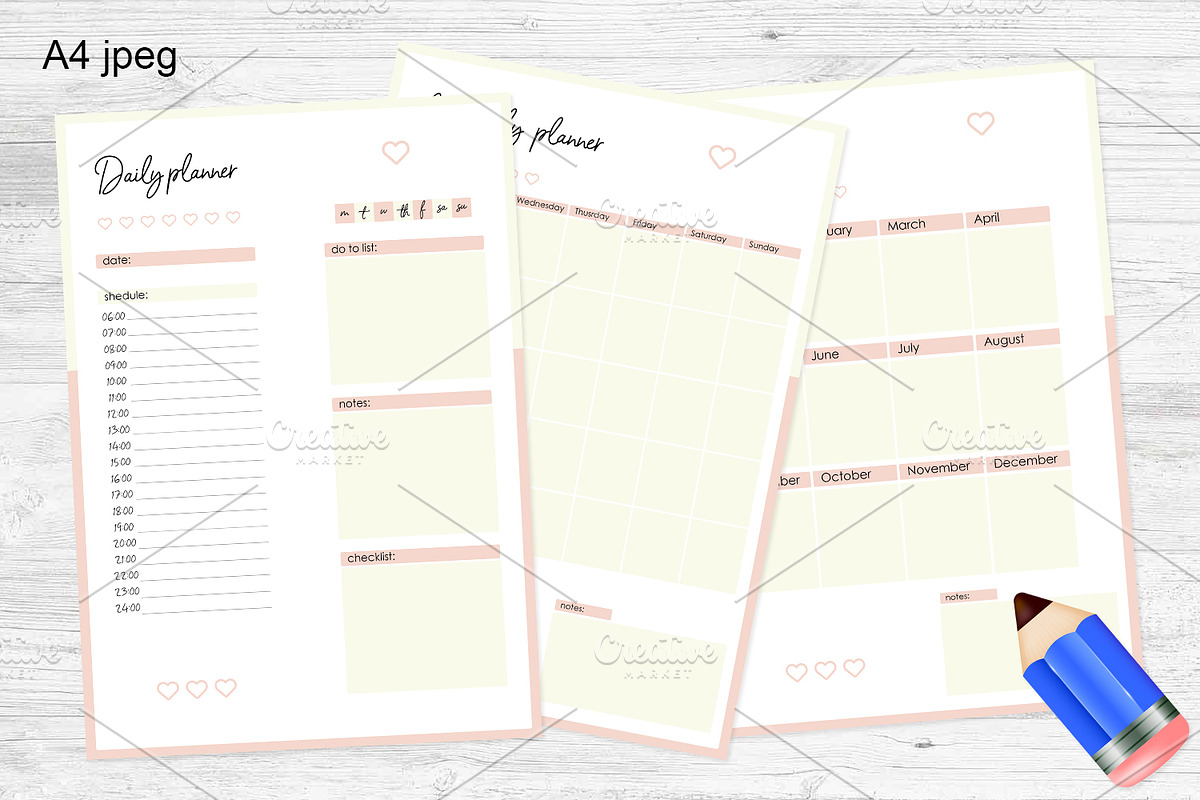 Digital Planner Templates, a Stationery Template by kh_cat (Photo 1 of 2)