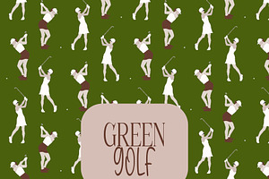 Green people modern golf girls, a Pattern Graphic by Cotton Melon pattern Shop
