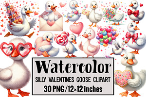 Silly Valentines Goose Clipart, an Illustration by Design Market