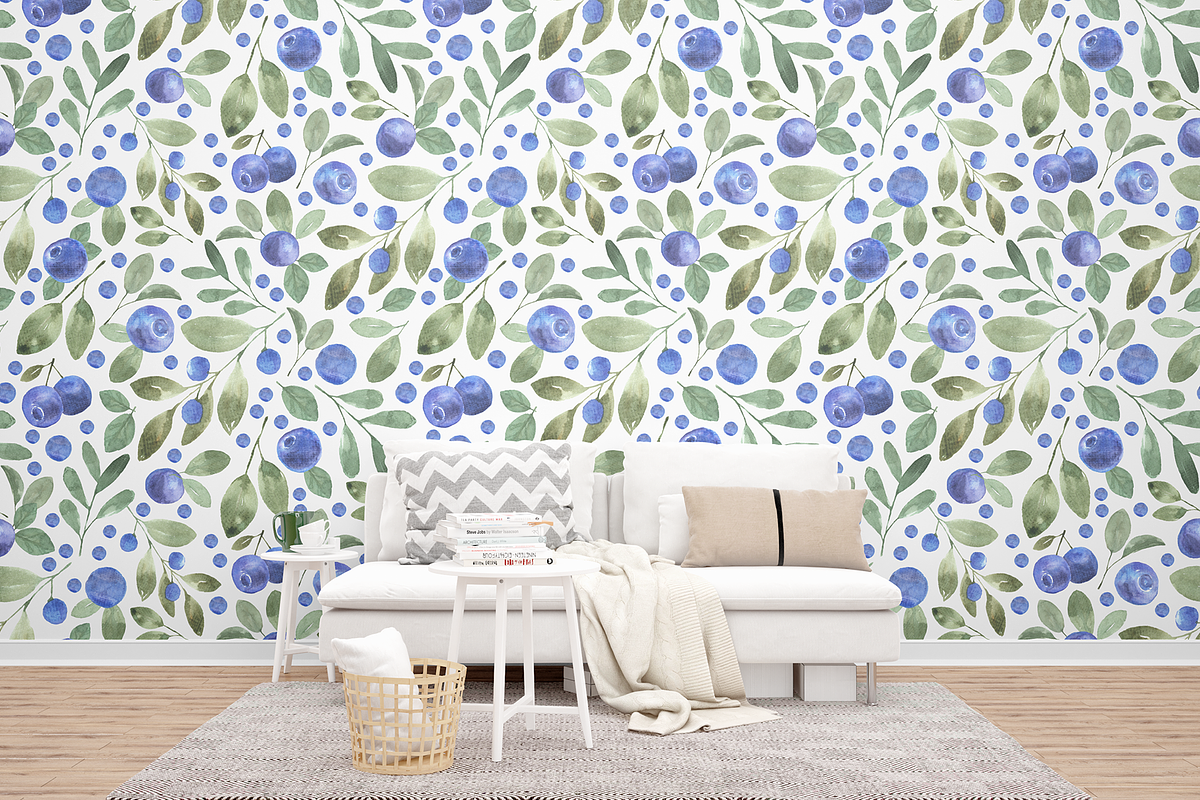 Blueberries. Watercolor Pattern, a Decorative Illustration by Liliia Polos Illustration (Photo 7 of 8)
