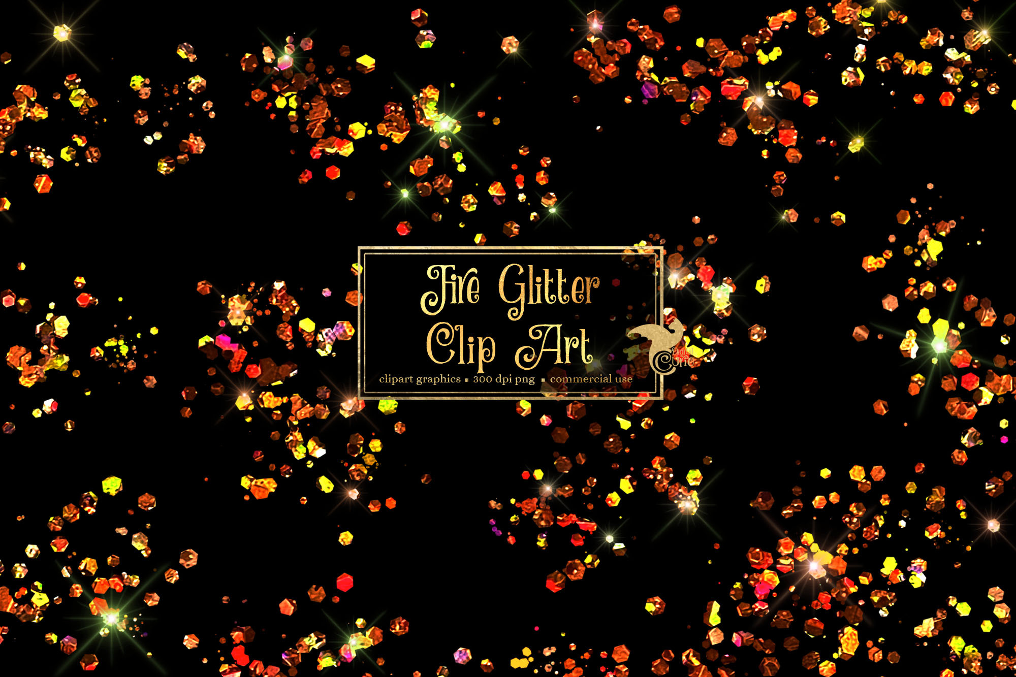 Fire Glitter Clipart, an Illustration by Digital Curio