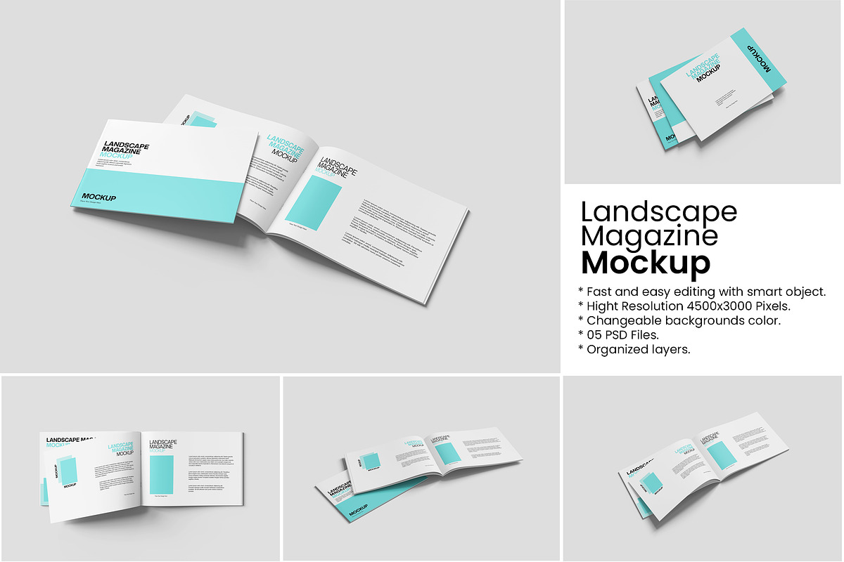 Landscape Magazine Mockup, a Books & Magazine Mockup by Indah (Photo 1 of 6)