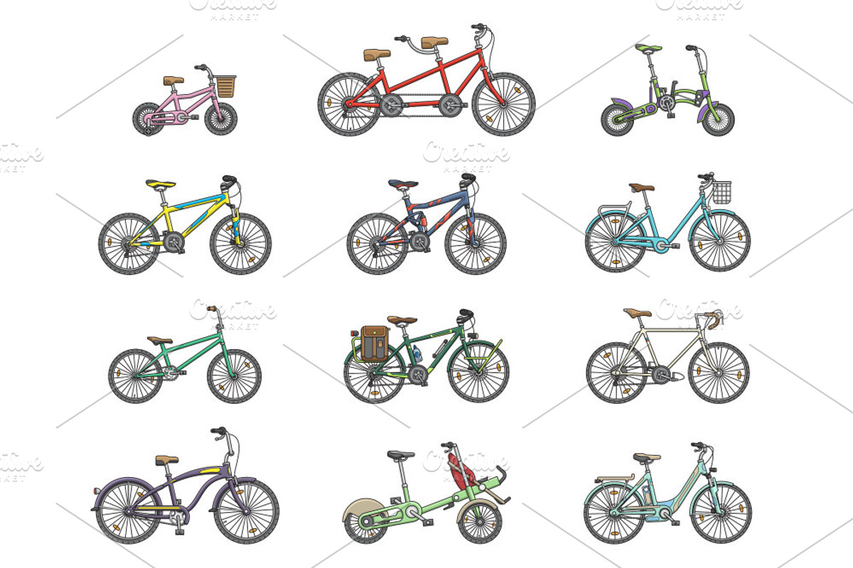 Big set of twelve different bicycles, a Healthcare Illustration by WINS Doodle shop (Photo 2 of 17)
