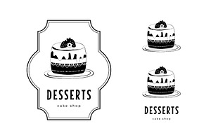 Bakery logo set featuring desserts
