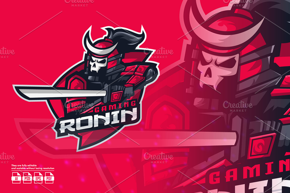 Ronin Skull Mascot Esport Logo, a Branding & Logo Template by prps.std (Photo 1 of 3)
