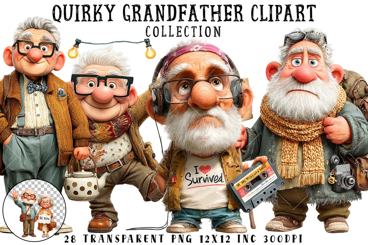 Quirky Grandpa Clipart, an Illustration by OK Design (Photo 1 of 6)