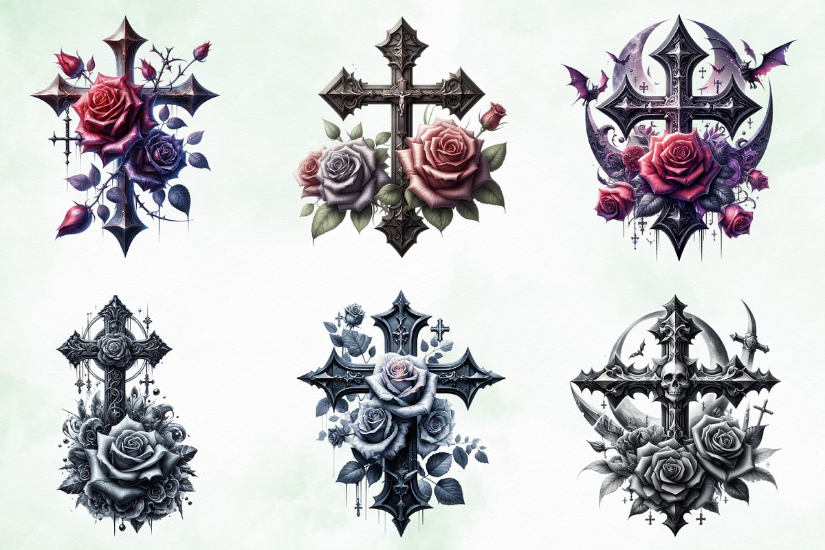 Halloween Gothic Cross and Rose, an Illustration by Creative Art (Photo 2 of 4)