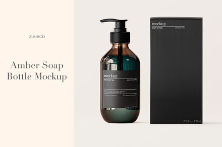 Amber Glass Soap Bottle Mockup