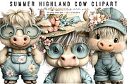 Watercolor Summer Highland Cow Png, an Illustration by SinaCreation (Thumbnail 1 of 8)