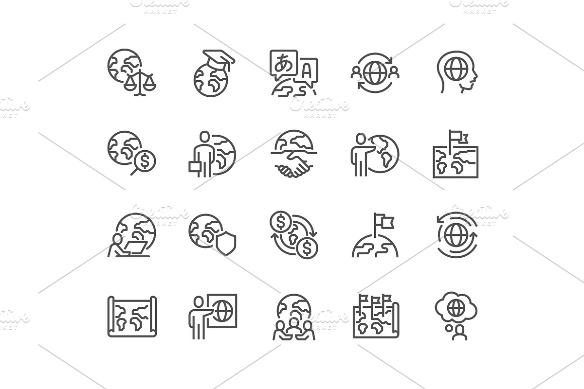 Line Global Business Icons, an Education Illustration by Davooda