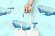 Hand-drawn watercolor whale bundle, an Object Graphic by Natsuhisui (Thumbnail 6 of 9)