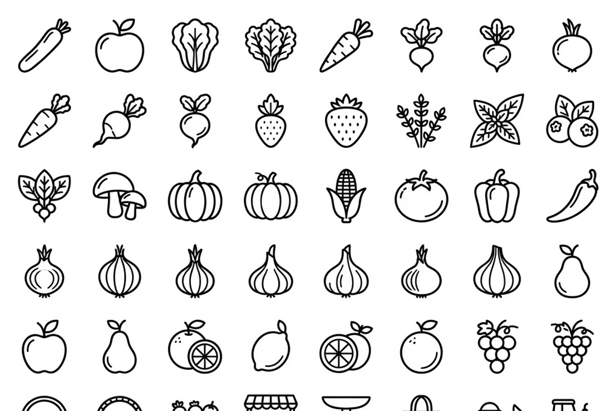 41 Farmers Market Produce Icons, an Outline Icon by adenpinkstore (Photo 2 of 14)