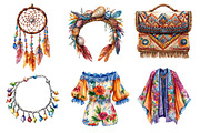 Watercolor Boho Fashion Clipart, an Illustration by Dream Creation (Thumbnail 4 of 6)