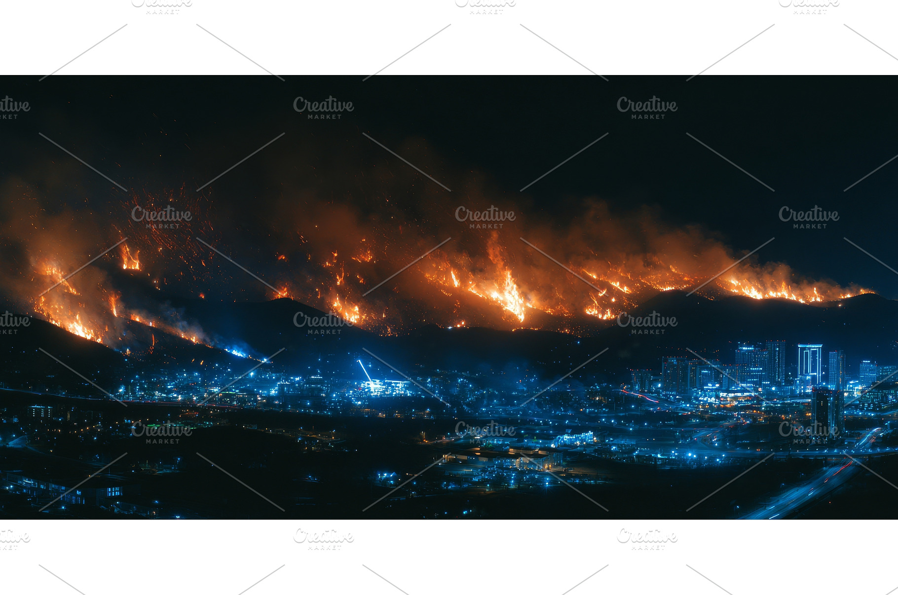A wildfire rages through the night, a Nature Photo by ZinetroN