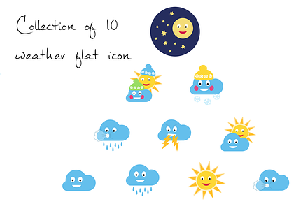 Collection of 10 weather flat icons