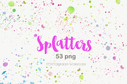 Watercolor splatters paint splashes, a Texture Graphic by FOXYdigitalart (Thumbnail 4 of 12)