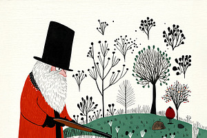A bearded hunter pointing a shotgun, a Person Illustration by Sybillla