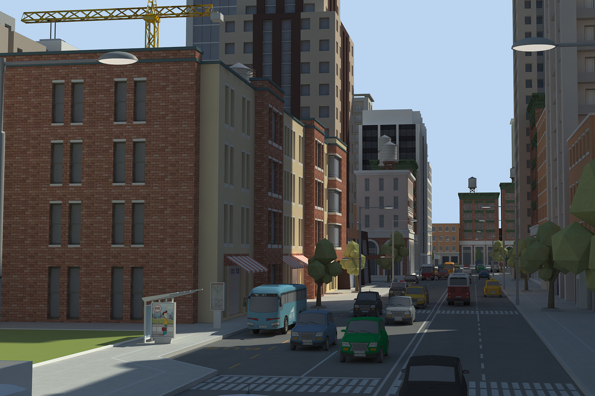 Realistic Lowpoly Simple City VR/AR, an Environmental 3D Model by NOMODOL (Photo 29 of 59)