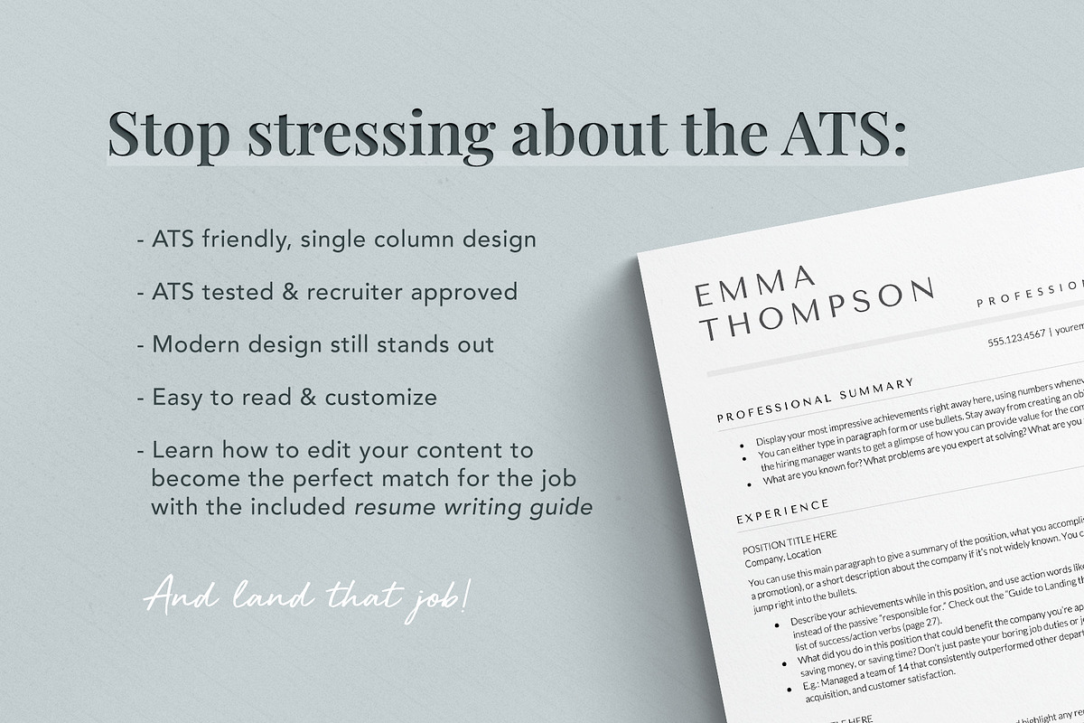 Modern ATS Resume Template for Word, a Resume Template by Get Landed (Photo 8 of 10)