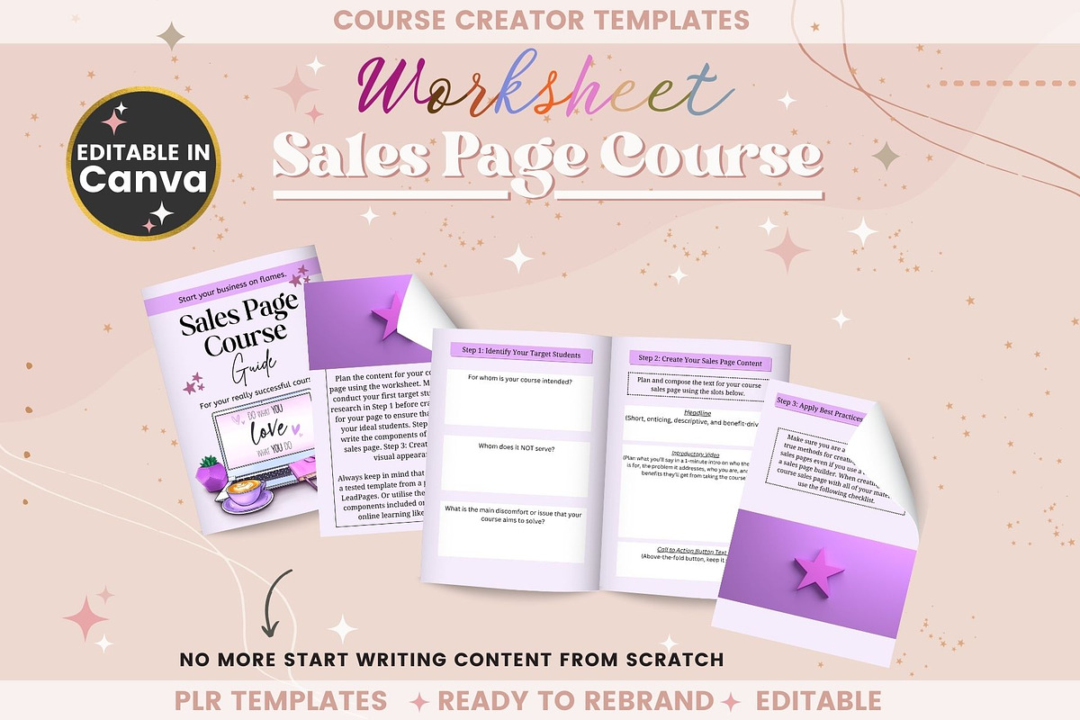 Sales Page Course Guide Worksheet, a Templates & Theme by bellaROSEworkshop (Photo 7 of 10)