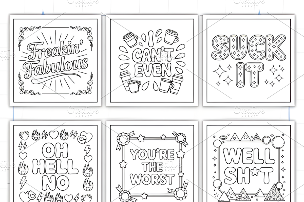 Naughty Swear Word Coloring Book, a Decorative Illustration by Ink Gallery (Photo 9 of 9)