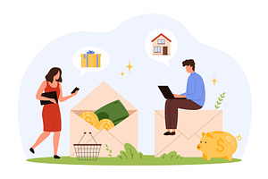 Envelope budgeting concept for, a Finance Illustration by Flashvector