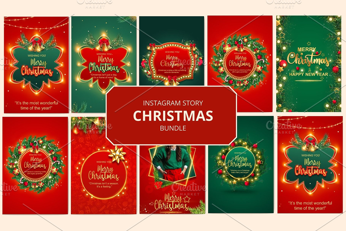 9 Christmas Instagram Stories Bundle, a Social Media Template by Creative Designs (Photo 1 of 2)