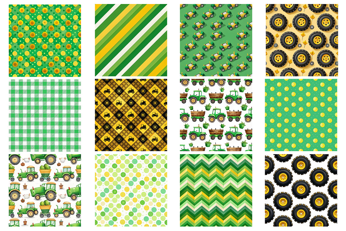 Green Tractor Digital Paper Set, a Background Photo by Wow Magic (Photo 2 of 2)