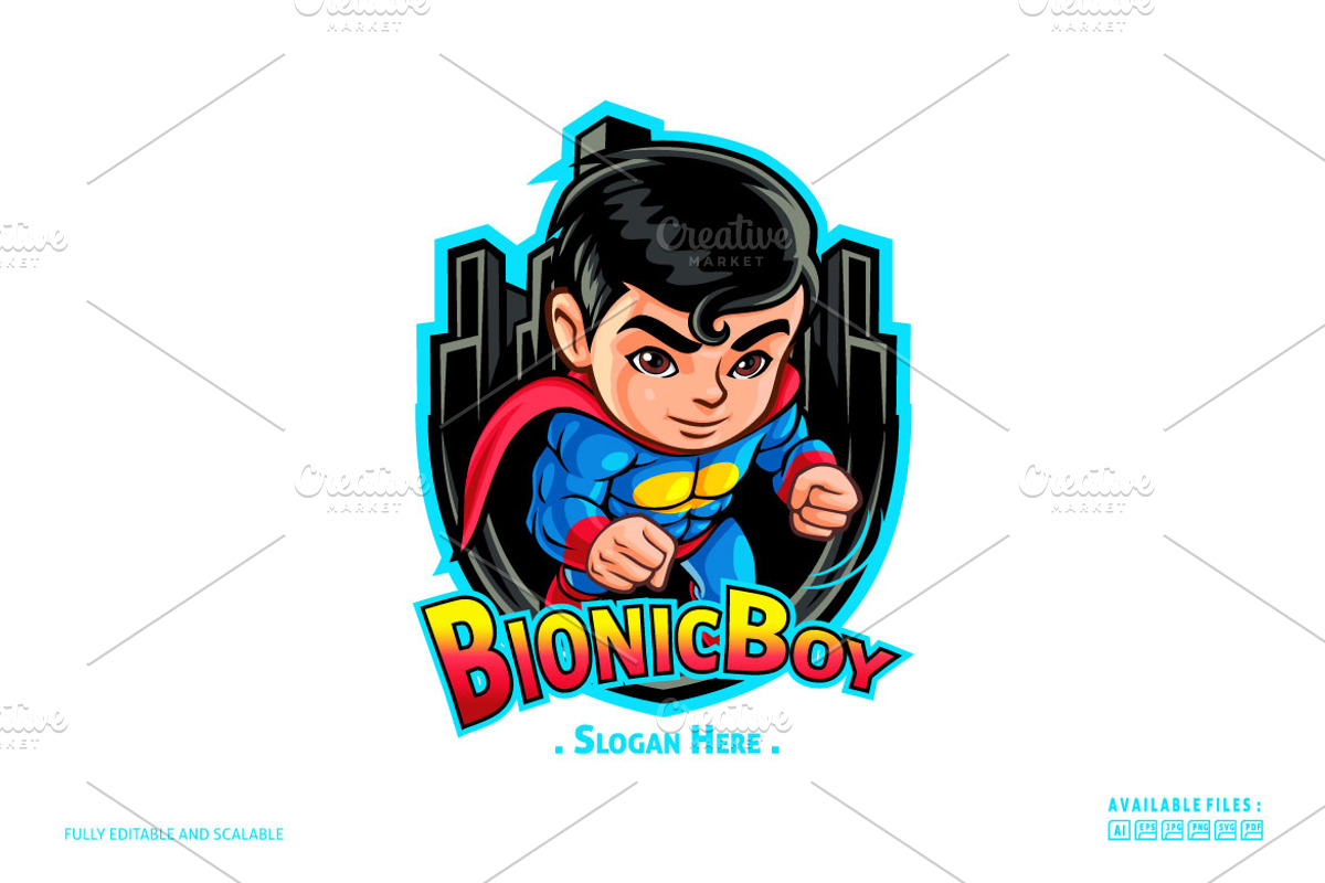 Cartoon Superhero Mascot Logo, a Branding & Logo Template by Kongstones_std (Photo 5 of 5)